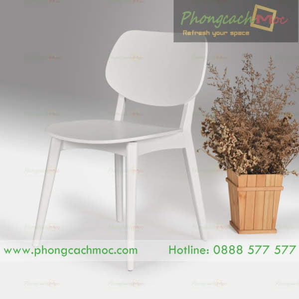 ghế gỗ cà phê mc149 được phong cách mộc sơn trắng theo yêu cầu khách hàng