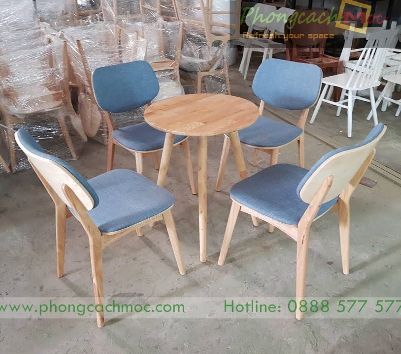 bộ bàn ghế gỗ mc149  được bọc vải nệm 