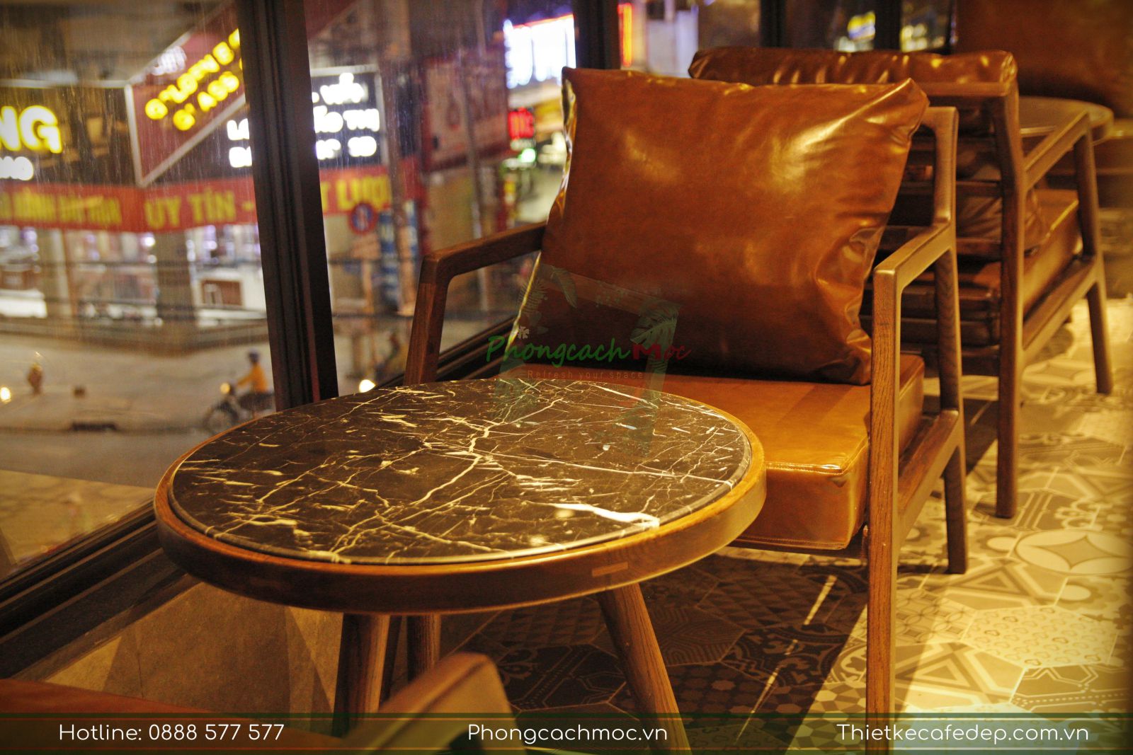 bộ bàn ghế sofa mặt đá nổi bật nội thất quán cafe