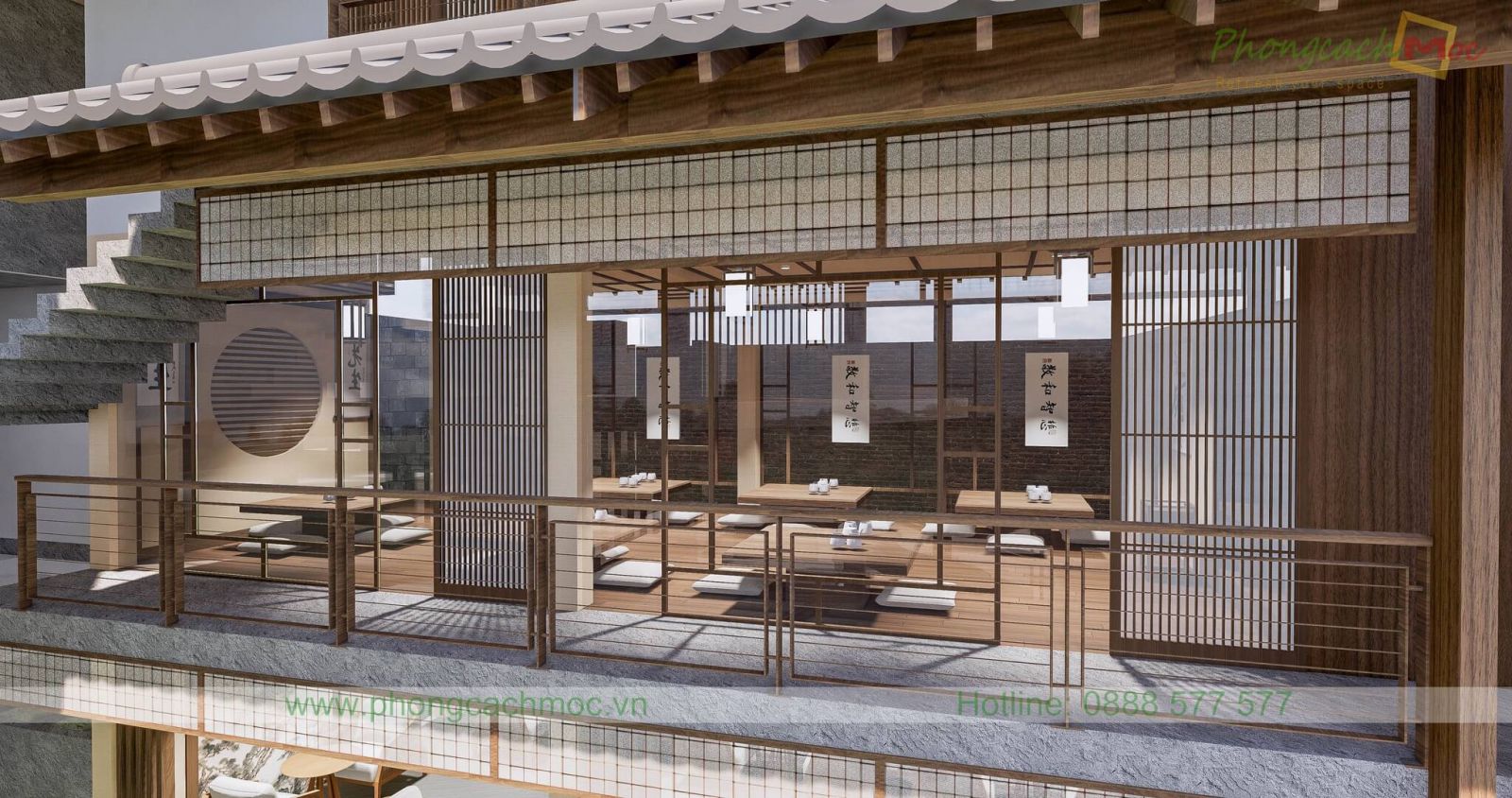 thiết kế tầng 3 của nhà hàng chay zenhouse