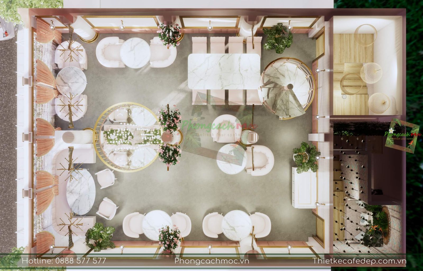 layout thiết kế quán cafe tân cổ điển