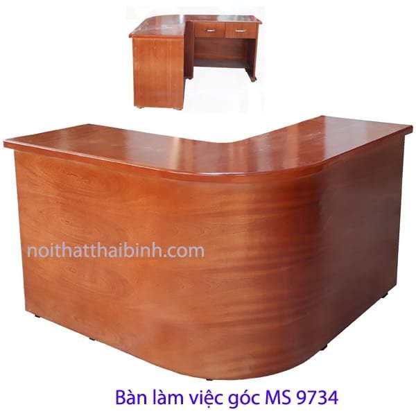 Bàn làm việc góc màu gỗ óc chó với thiết kế tối giản