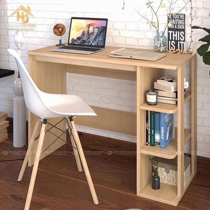 Bàn làm việc kèm giá sách tiện lợi