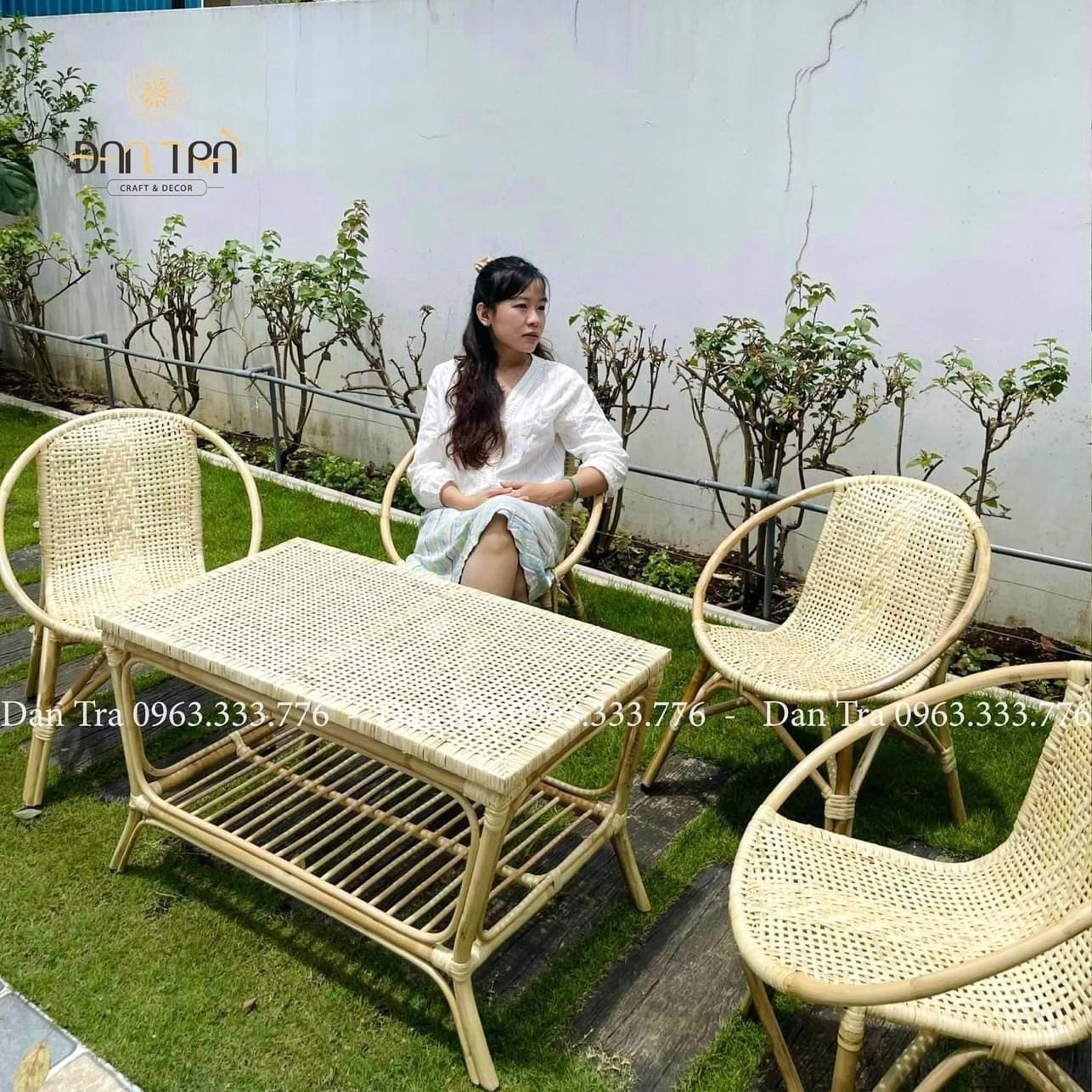 Bộ bàn ghế mây tre mini dành cho không gian nhỏ