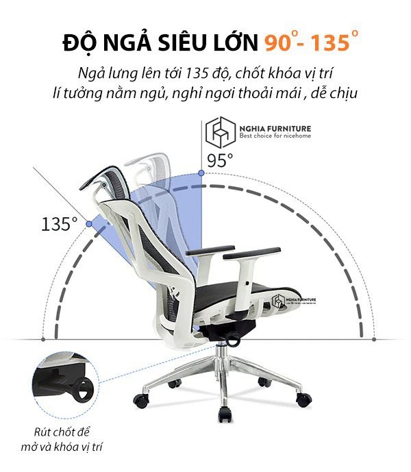 Ghế ngủ văn phòng chất liệu lưới