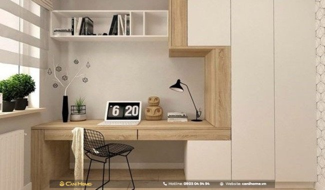 Mẫu tủ quần áo kết hợp bàn làm việc đa năng