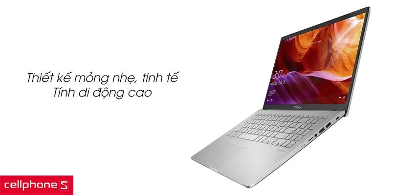 Một chiếc laptop mỏng nhẹ màu trắng bạc đặt trên bề mặt phẳng, biểu tượng cho tính di động và sự tinh tế.