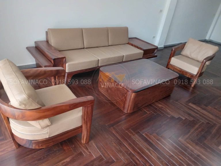 Nệm ghế sofa gỗ da thật tại Long Biên Hà Nội.