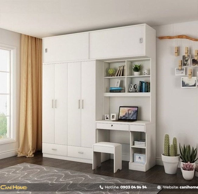 Tủ quần áo kèm bàn làm việc