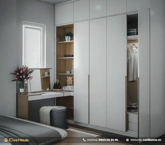 Tủ quần áo tích hợp bàn làm việc
