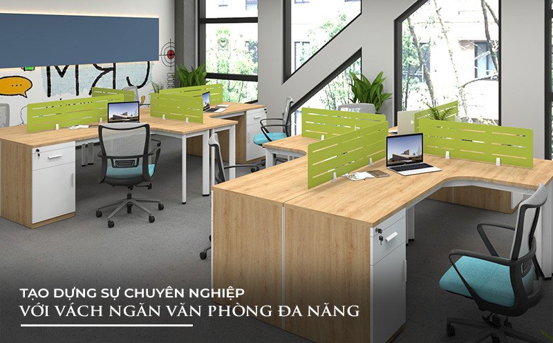 Tư vấn lựa chọn chất liệu và màu sắc cho vách ngăn bàn làm việc để hài hòa với thiết kế tổng thể của văn phòng.