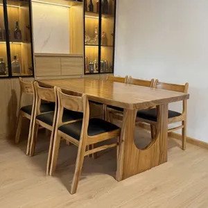Bàn ăn gỗ me tây 6 ghế chân sắt