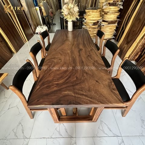 bàn ăn gỗ me tây tự nhiên