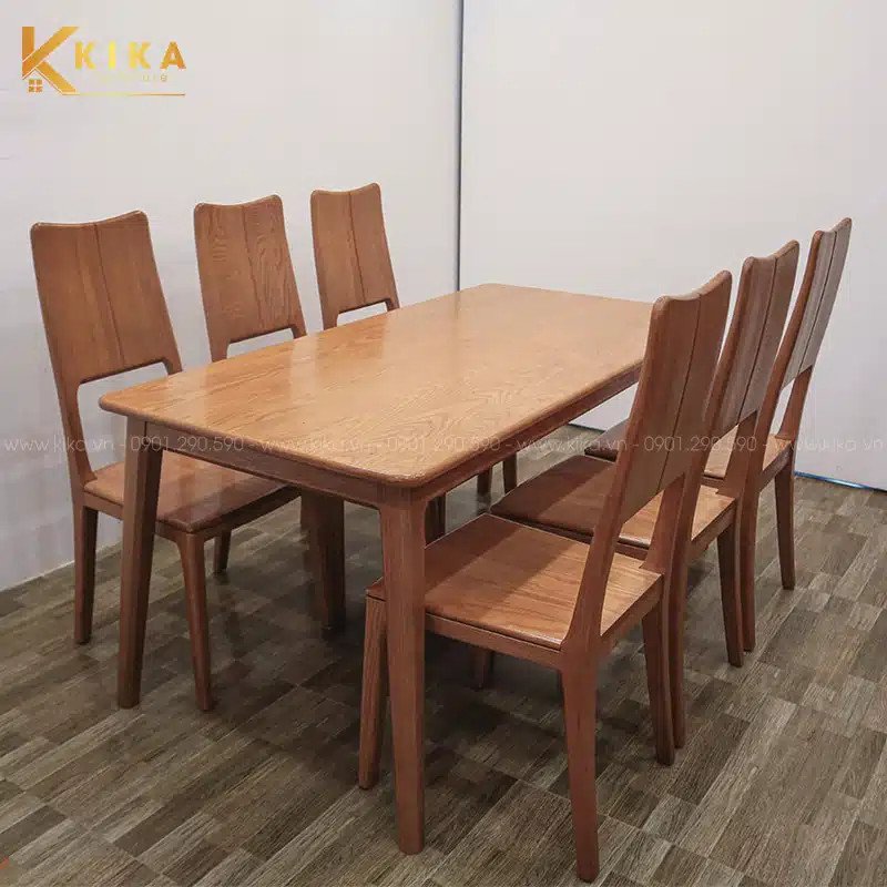 Bàn ăn gỗ sồi mặt đá cao cấp màu nâu nhạt