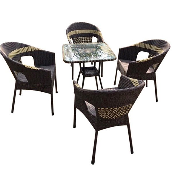 Bàn ghế giả mây thanh lý TT02 cho hồ bơi, sân vườn