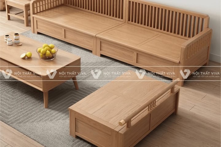 Bàn ghế gỗ công nghiệp phòng khách hiện đại