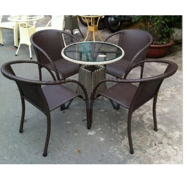 Bàn ghế nhựa giả mây TT04 cho khu nghỉ dưỡng, biệt thự