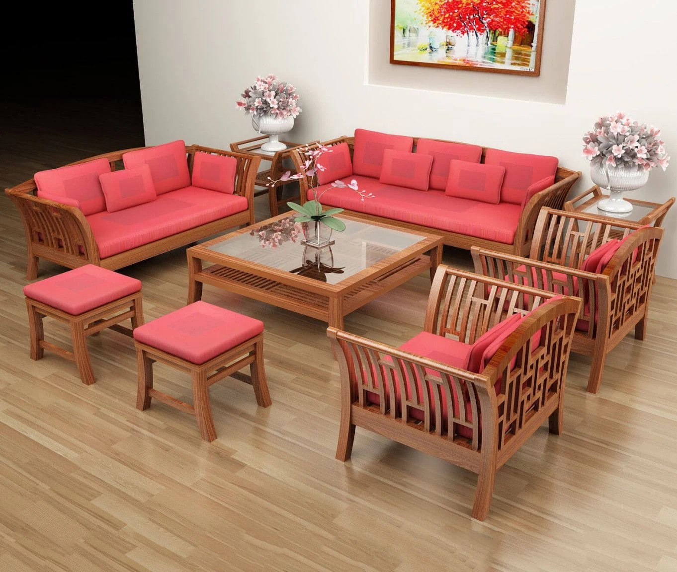 Bàn ghế phòng khách giá 3 triệu phong cách Trung Hoa tinh tế