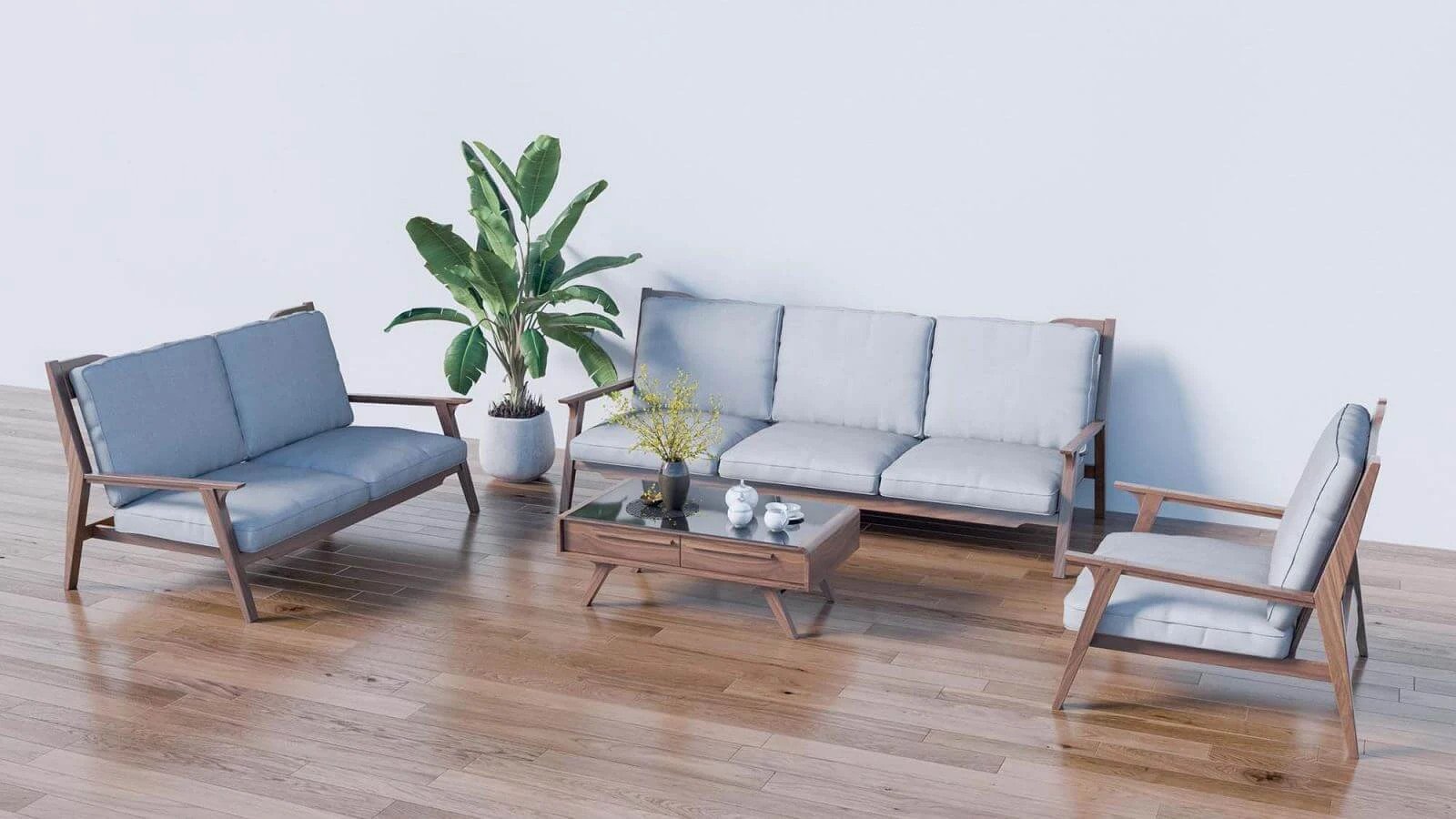 Bàn ghế phòng khách gỗ giá 3 triệu phong cách châu Âu basic