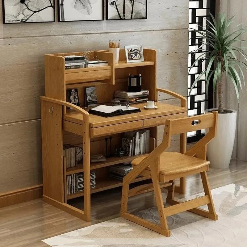 Bàn học sinh gỗ tự nhiên có tính năng nâng hạ điều chỉnh độ cao