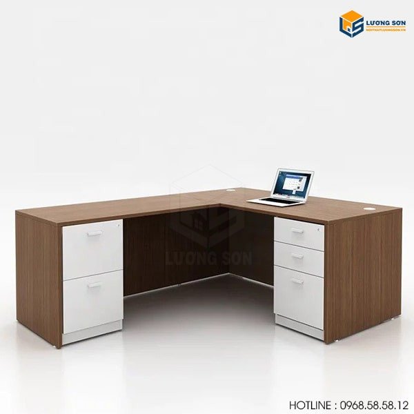 Bàn làm việc 1200x600 chữ L với hộc tủ tiện lợi