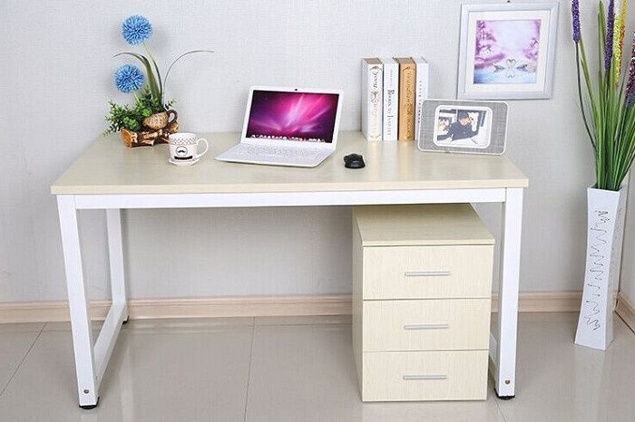 Bàn làm việc chân sắt với kệ đa năng BLV120