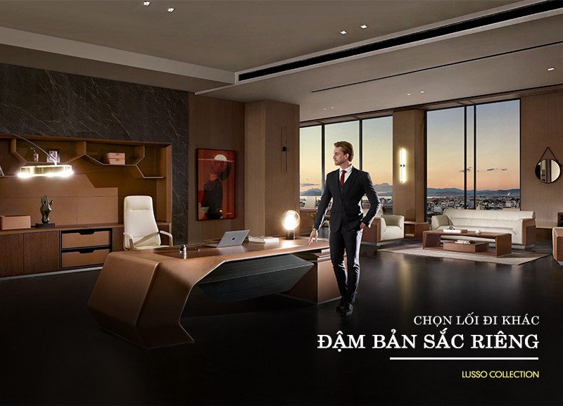 Bàn làm việc tại nhà cho giám đốc màu trầm