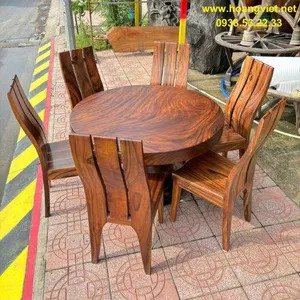 Bàn tròn gỗ me tây 6 ghế