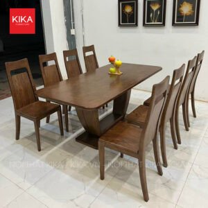 Bộ bàn ăn 8 ghế gỗ sồi Nga với thiết kế chân chữ U hiện đại
