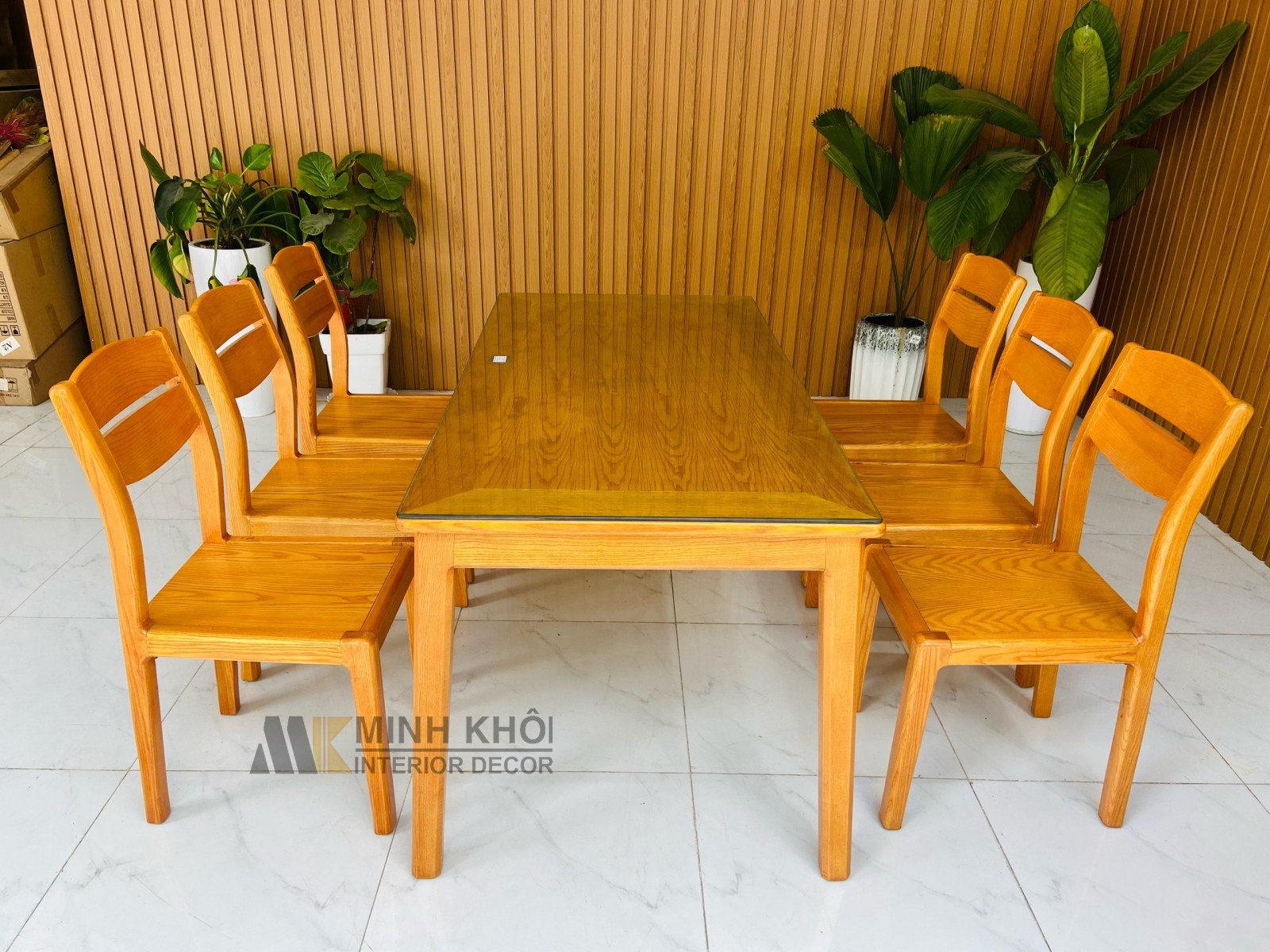 Bộ Bàn Ghế Ăn Gỗ Sồi Thiết Kế Hiện Đại với 6 ghế