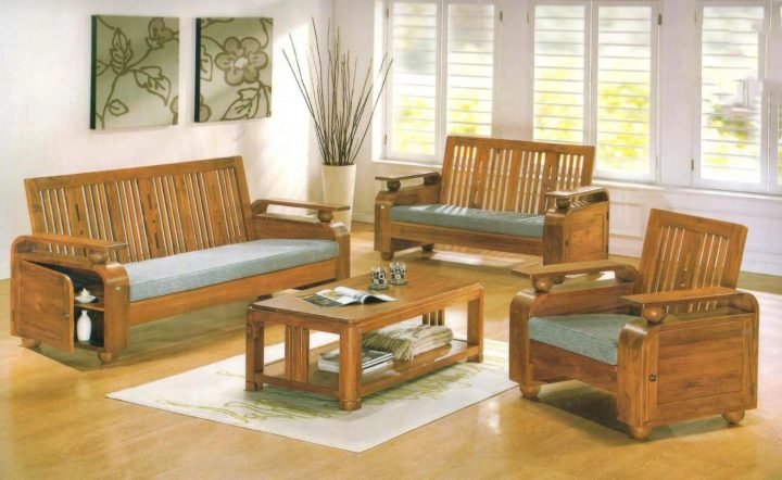 Bộ bàn ghế gỗ phòng khách giá 3 triệu đơn giản