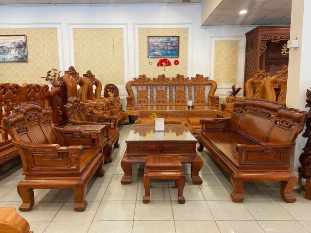 Bộ bàn ghế triện mây gỗ giáng hương Lào 6 món chân 12, chi tiết ghế đơn