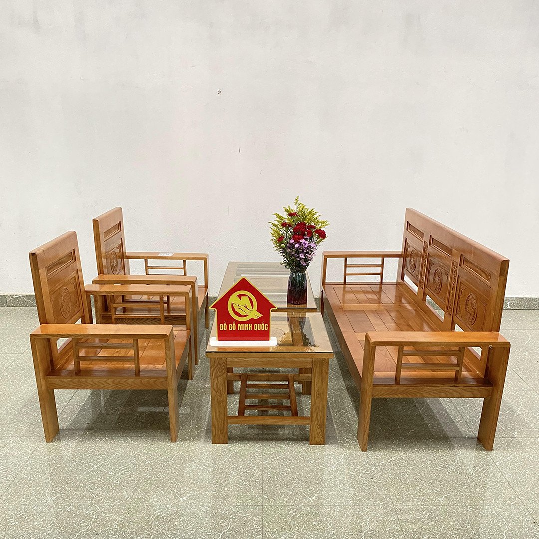Bộ sofa tựa thẳng gỗ sồi màu hiện đại