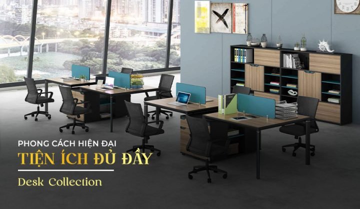 Bộ sưu tập các loại bàn làm việc văn phòng hiện đại, tiện ích, đáp ứng mọi nhu cầu