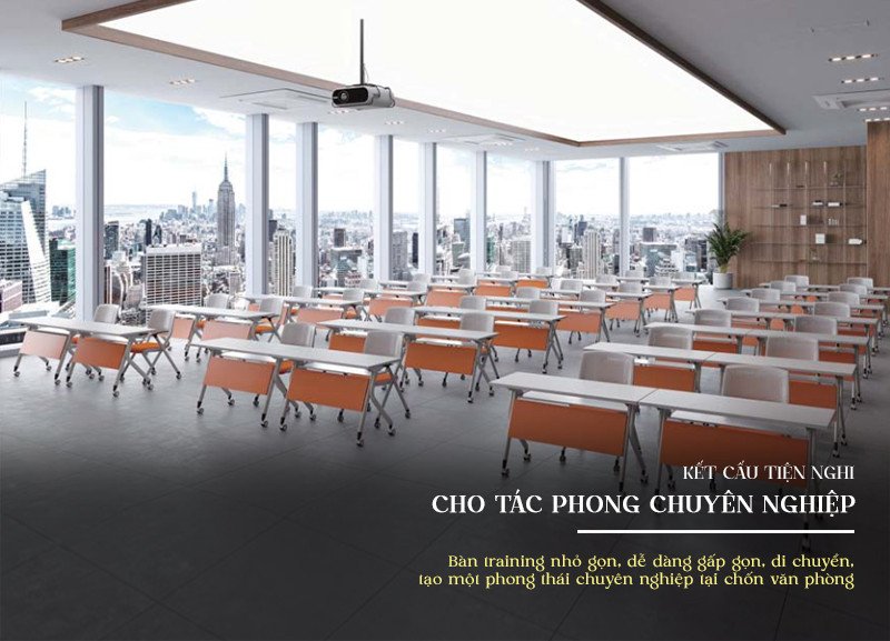 Các loại bàn training gấp gọn, tiện lợi cho phòng đào tạo và hội họp linh hoạt