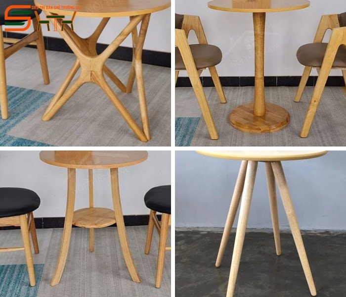 Chân bàn cafe gỗ tròn, phù hợp cho không gian quán ấm cúng