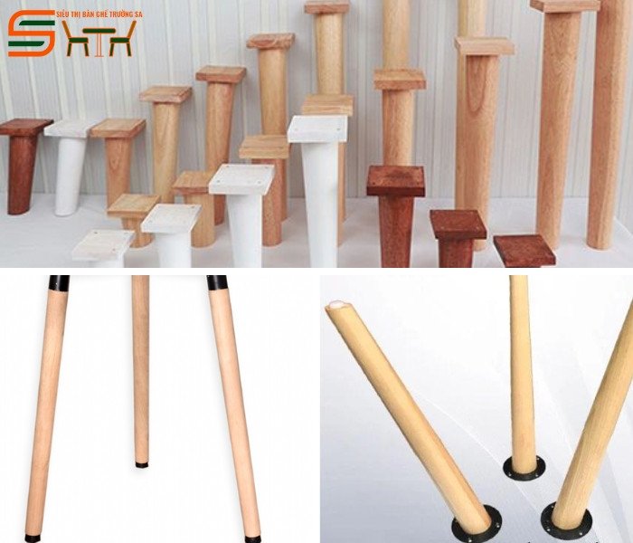 Chân bàn gỗ tròn tinh tế, tạo điểm nhấn mềm mại cho không gian
