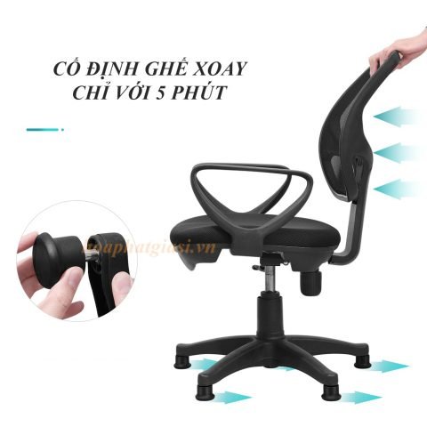 Chân ghế xoay được cố định chắc chắn trên sàn