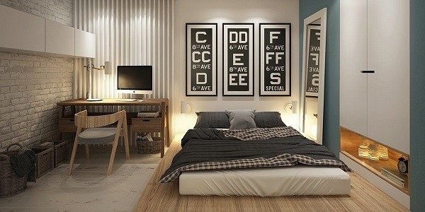 Chất liệu gỗ tự nhiên cho bàn làm việc trong phòng ngủ sang trọng