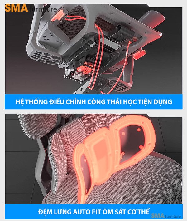 Cơ chế hỗ trợ thắt lưng đàn hồi của ghế gaming công thái học