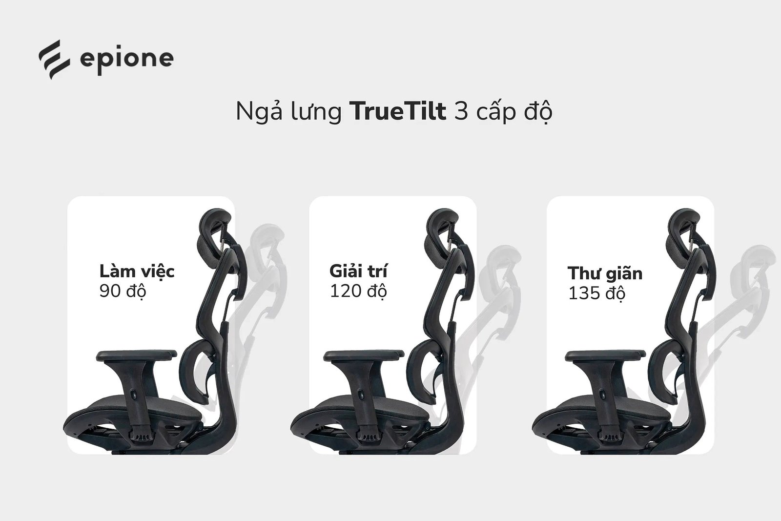Cơ chế ngả lưng ghế công thái học Epione FortisChair