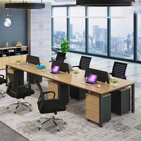 Cụm bàn làm việc dành cho nhóm 6 người, tối ưu không gian văn phòng