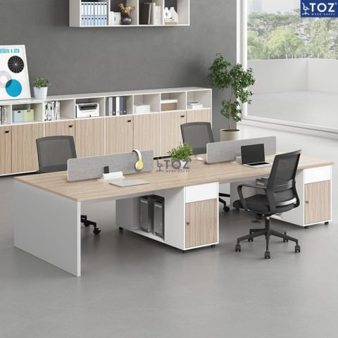 Cụm bàn làm việc TOZ 6 chỗ hiện đại, thiết kế tối ưu không gian