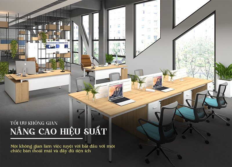 Cụm các loại bàn làm việc nhóm tối ưu không gian, tăng cường tương tác
