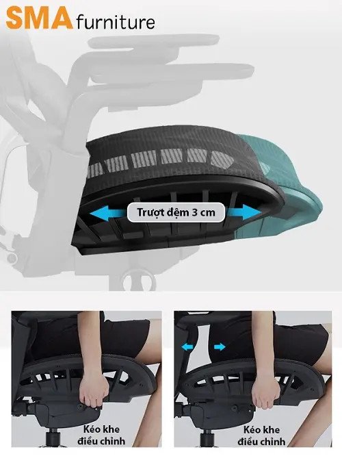 Điều chỉnh khoảng cách giữa ghế tựa chống mỏi lưng và bắp chân