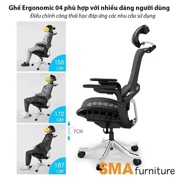 Điều chỉnh tựa lưng vừa vặn với đường cong tự nhiên của cột sống