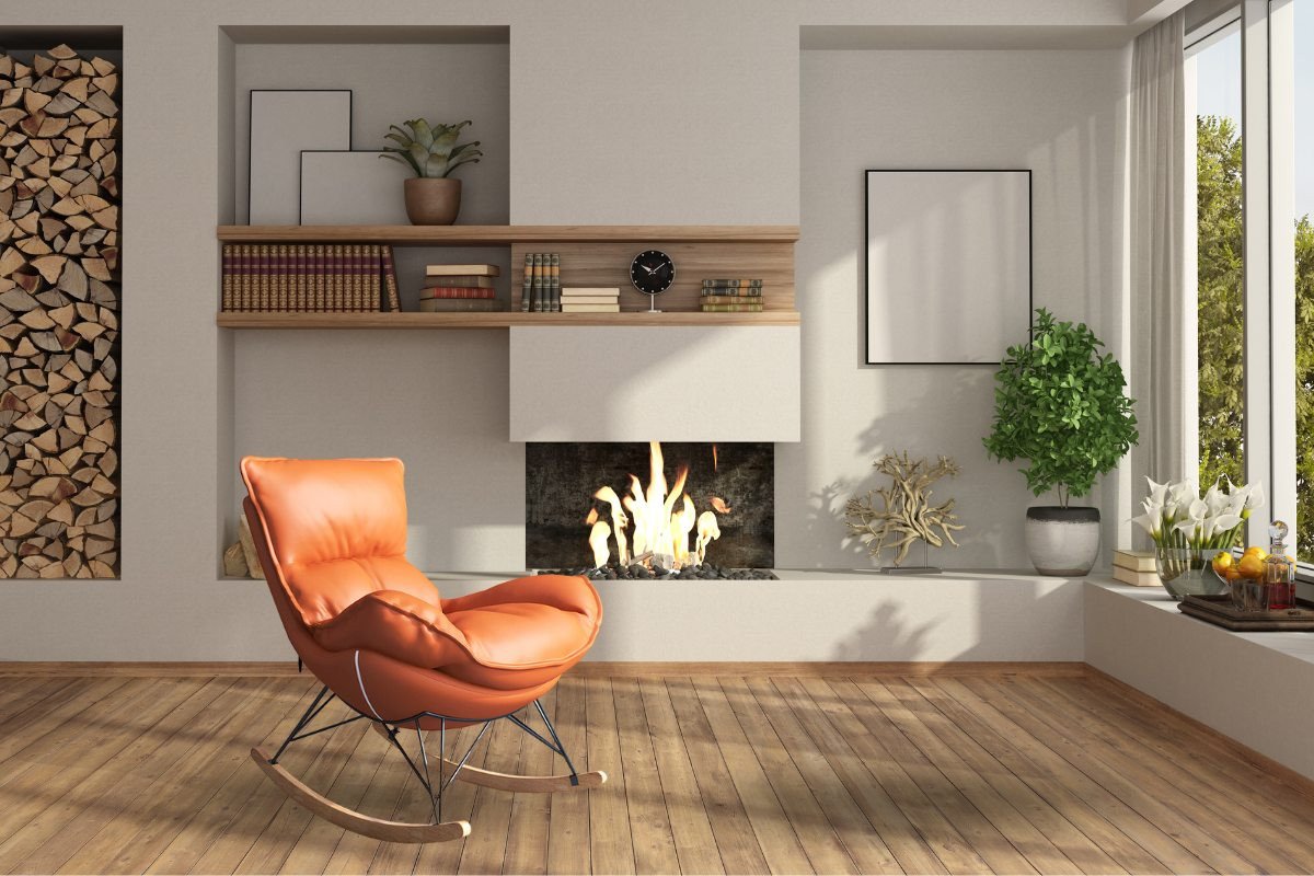 Ghế bập bênh đọc sách với gác chân tiện lợi
