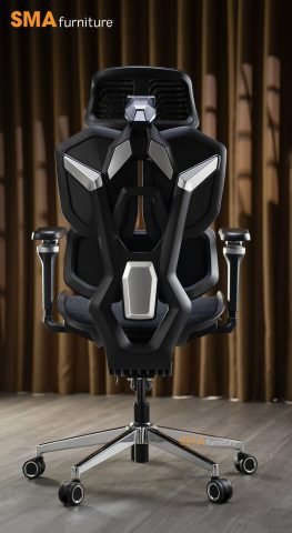 Ghế gaming công thái học SMA Gaming X với khung đen và lưới cao cấp