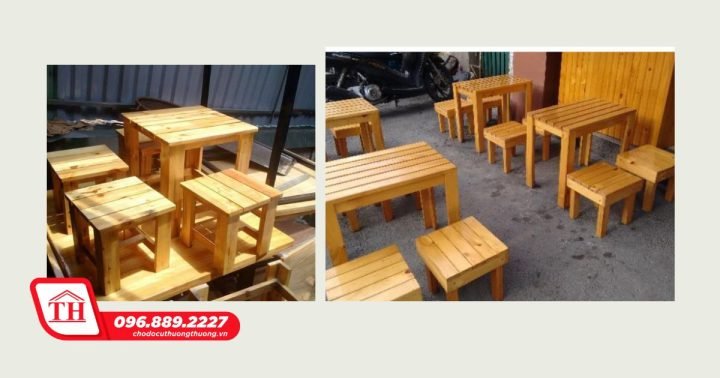 Ghế gỗ pallet mộc mạc phù hợp với không gian ngoài trời