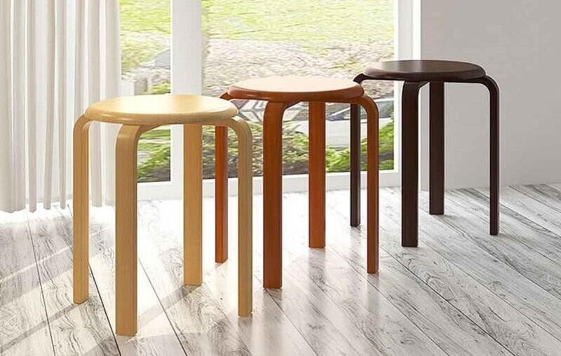 ghế gỗ tròn đơn giản với chân ghế gỗ tròn tách rời
